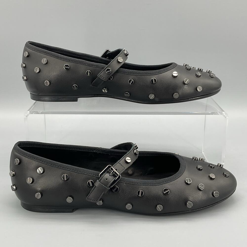 NEW The Kooples Women's Studded Leather Mary Jane Pumps Black Size 8